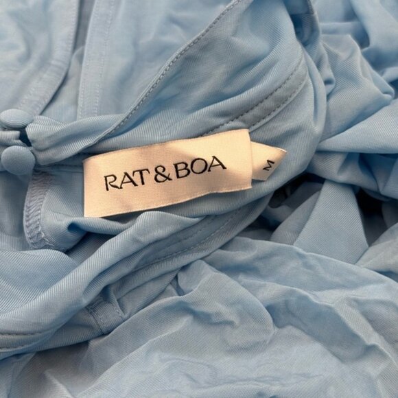 🆕 RAT & BOA 🧿 NWT Freja Slinky Baby Blue Tie-Waist T-Shirt Mini Dress, Sz M - Picture 12 of 14